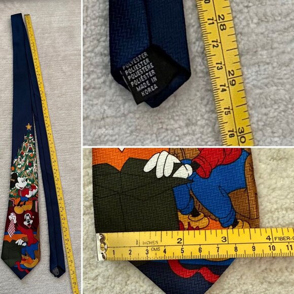 Vintage Disney Mickey Unlimited Mens Christmas Tie With Mickey and Goofy Design - Picture 5 of 6